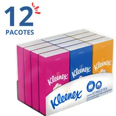Kit 12 Lenços de Bolso Kleenex Dia a Dia Folha Tripla Macia Lembrancinhas de Casamento