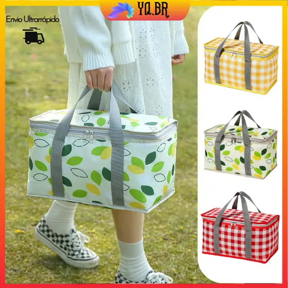 BOLSA TERMICA PORTATIL 12L Lâmina de Alumínio Reforçada CESTA DOBRAVEL COOLER SACO PIQUINIQUE ECOLOGICA CAMPING