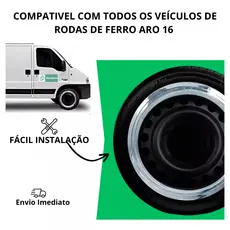 Sobre Aro Cromado Para Rodas De Ferro Universal - Aro 16'