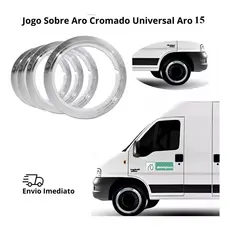 Kit com 4 Sobre Aros De Roda Cromado Universal - Aro 15'
