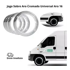 Kit com 4 Sobre Aros De Roda Cromado Aro 16 Para Master Ducato Sprinter