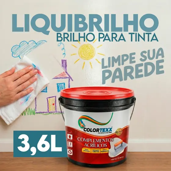 LiquiBrilho Parede Lavável limpa 3,6L Impermeável fácil galão brilho tinta brilho Resina  seladora