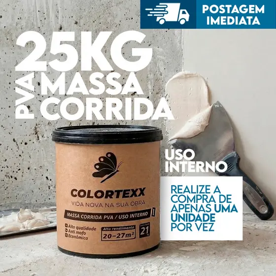 Massa Corrida Premium Pva 25kg Acabamento Nivelador Fácil Aplicação - branca parede desempenho