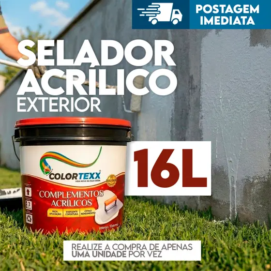 Selador Acrílico interno Externo 16L Impermeável Colortexx Branco 3,6 parede nova fundo preparador