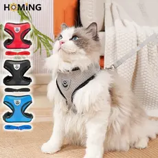 Coleira Peitoral Cães E Gatos Ajustável Com Guia Colete Pet 6kg Com 120cm Cabo de Reboque