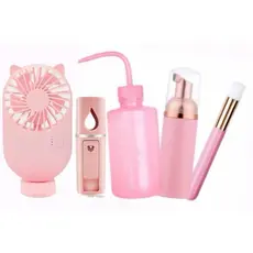 Kitcombinacao Higienização limpeza de Cilios pump mini ventilador pisseta nano pincel