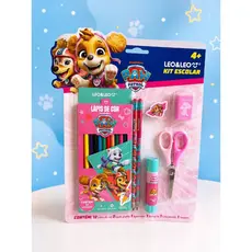 Kit Escolar Patrulha Canina 18 Itens Leo&Leo – Lápis de cor, lapis de escrever, borracha, apontador, cola e tesoura