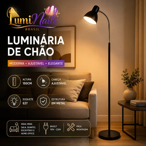 Luminária De Chão Moderna LED E27 Ajustável Abajur De Piso Sala Quarto Escritório Decoração Luxo