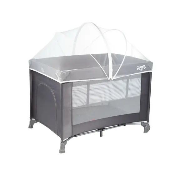 Berço Portátil Infantil Cercado Desmontável Com Mosquiteiro pocket Cinza styll baby