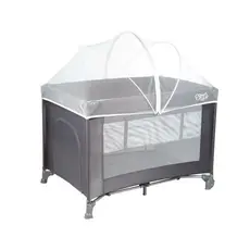 Berço Portátil Infantil Cercado Desmontável Com Mosquiteiro pocket Cinza styll baby
