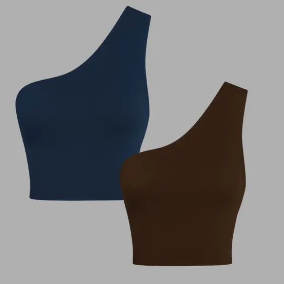 Kit 2 Cropped Feminino Mula Manca Suplex Casual Ombro Só