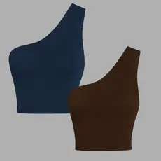 Kit 2 Cropped Feminino Mula Manca Suplex Casual Ombro Só
