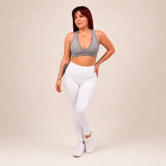 Top Fitness Feminino Canelado Sem Bojo Decote V Academia Musculação Yoga Treino Confortável Casual Alta Sustentação