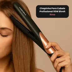 Prancha Alisadora Cabelo Profissional Alta Potência 50w Bivolt Rosa