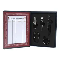 Kit Vinho Completo Abridor Degustação Harmonização Livro Cultura 5 Peças