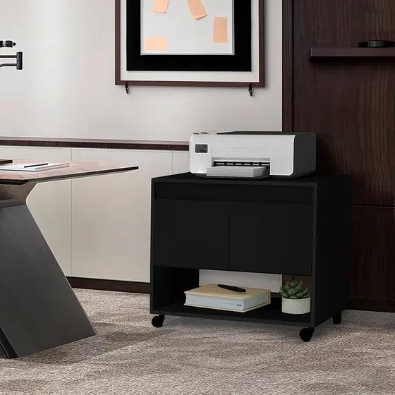 Armário Multiuso Suporte para Impressora com 2 portas e rodízios Cores - Zenith