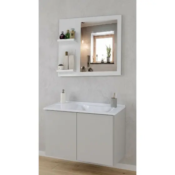 Gabinete de Banheiro Kit Stilo com Cuba e Espelheira Conjunto