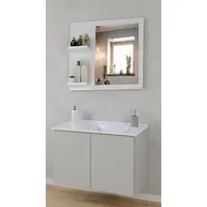 Gabinete de Banheiro Kit Stilo com Cuba e Espelheira Conjunto