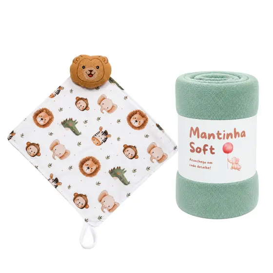 Kit Bebe Manta e Naninha Cheirinho 2 Peças Maternidade Menino Menina Macia Soninho