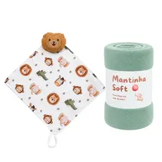 Kit Bebe Manta e Naninha Cheirinho 2 Peças Maternidade Menino Menina Macia Soninho