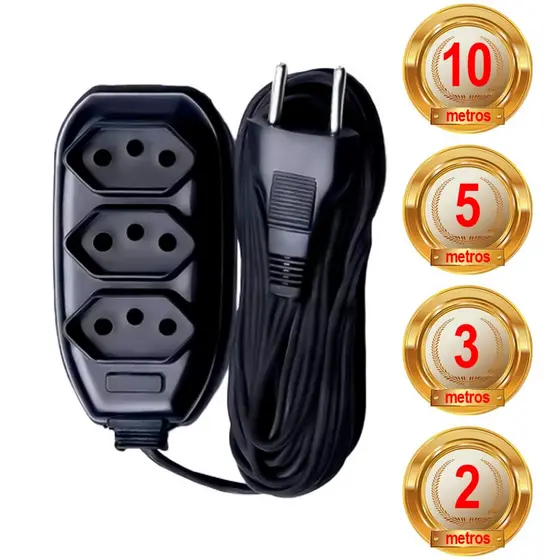 Extensão Elétrica 10 Metros Preta 110w/220w