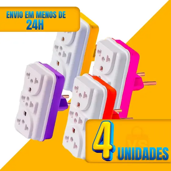 1 a 4 Adaptador de Tomada Benjamin T Pino Central Colorido 3 Entradas 10A