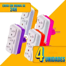 1 a 4 Adaptador de Tomada Benjamin T Pino Central Colorido 3 Entradas 10A