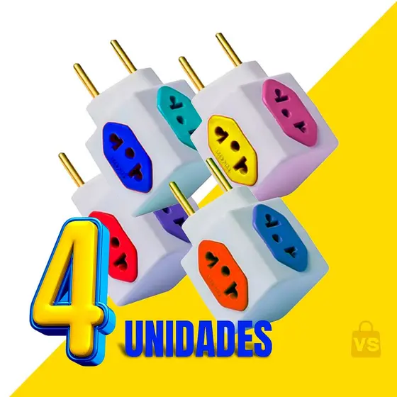 1 ou 4 Adaptador Benjamin Cubo 4 Tomadas Casa e Cozinha Coloridos