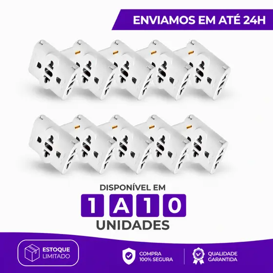 1 a 10 Adaptadores de Tomada Benjamin T 10A Pino Maciço Adaptador Resistente