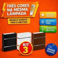 Kit 3 Arandelas com lâmpada 3 cores na mesma lâmpada 300040006500K ÁREA EXTERNA ILUMINAÇÃO