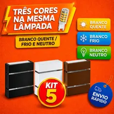 Kit 5 Arandelas com lâmpada 3 cores na mesma lâmpada 300040006500K ÁREA EXTERNA ILUMINAÇÃO