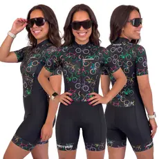 Macaquinho Bike Feminino MTB Speed com Gel Roupa Ciclismo Confortável UV Dry Fit Bikes Coloridas
