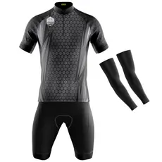 CONJUNTO CICLISMO MASCULINO BERMUDA E CAMISA PRO TOUR COLMEIA COM BOLSOS UV 50+