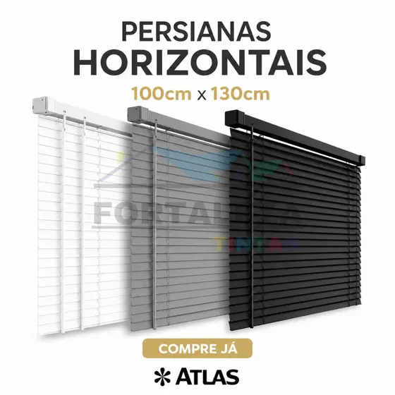 Persiana Horizontal Cortina Pvc 100x130cm Cozinha Quarto Cor Branca Atlas Primafer