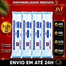 Saquinho Transparente 9mm 5x24 (Grosso) - Embalagem para Geladinho/Geladão - Escolha a Quantidade | ABPlastic