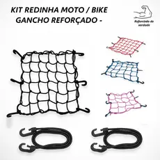 Kit Rede Elástica 6 ganchos Universal Extensor Moto Bike Redinha Carga Aranha Capacete Estica Reforçada