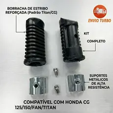 Kit Borracha Estribo Modelo CG Titan 2000 150 160 Pé de apoio Piloto Chapa Paraf Fixação Pezinho
