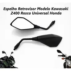 Espelho Retrovisor Modelo Kawasaki Z400 Universal Motos Honda Rosca M10 Fan Titan 125 150 160 CB XRE