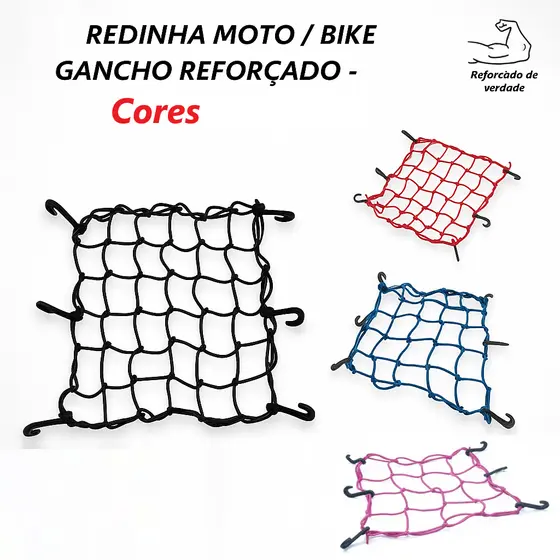 Rede Elástica Moto Bike Redinha Porta Cargas Aranha Capacete Estica Reforçada e Resistente