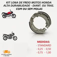 Kit Lona de Freio Patim Tambor Moto Honda Cg Start Titan Fan 125 150 160 Twist Dianteiro ou Traseiro