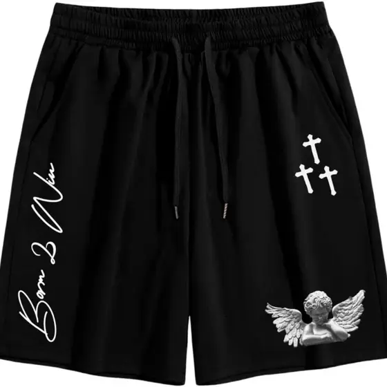 Short GORGLITTER Estampa Shorts Y2K Design Largo Academia Treino Streetwear Alta qualidade Envio Imediato Promoção