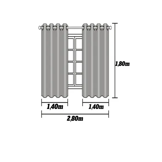 Cortina Blackout PVC corta 100 % a luz 2,80 m x 1,80m