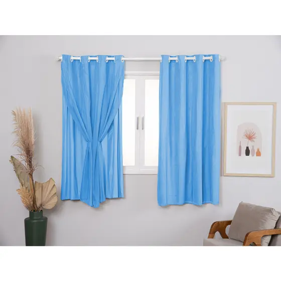 Cortina Com Blackout 2,80m x 1,80m PVC c/ Tecido Voil Xadrez