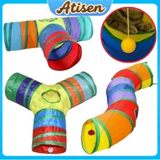 Túnel Colorido Dobrável para Pets - Brinquedo Interativo e Labirinto para Gatos Coelhos e Cachorros