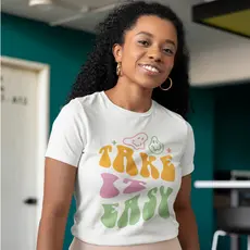 Blusinha T-Shirt Feminina Take it Easy - Gola Redonda Super Estilosa