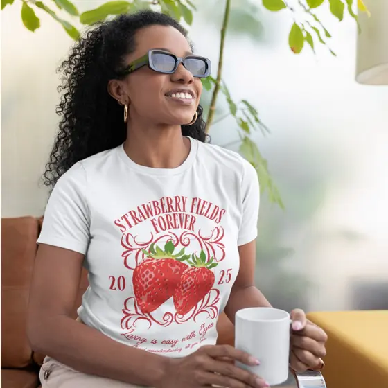 Blusa T-Shirt Feminina Morango Strawberry Tendência 100% Algodão