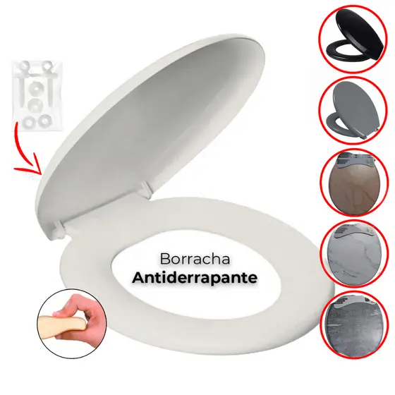 Assento Sanitário Almofadado C/ Tampa Oval Universal Várias cores