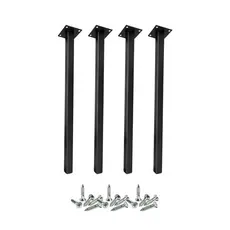 4 Pés de Mesa Altura 75 cm Aço Cannes Preto Industrial – Instalação Fácil Garantida C/ Parafusos