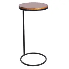 Mesa Lofts Dot Redonda 70 cm – Design Industrial em Aço Carbono e Madeira
