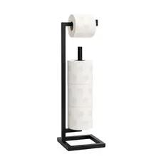 Suporte Porta Rolo Papel Higienico Papeleira De Chao Preto